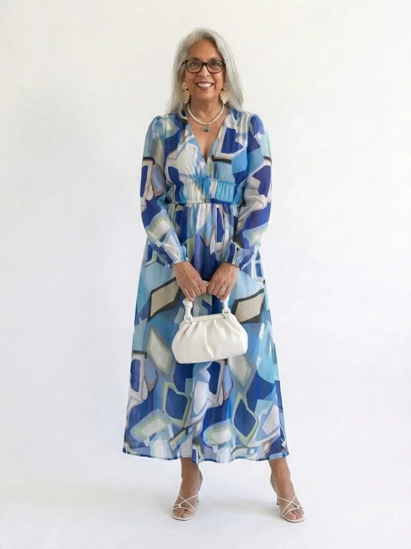 Maxi Dress Women Regular Fit Casual Floral Long Sleeve