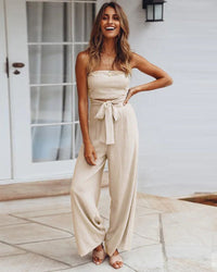 Strapless Wide Leg Jumpsuit Women Relaxed Fit Casual Summer