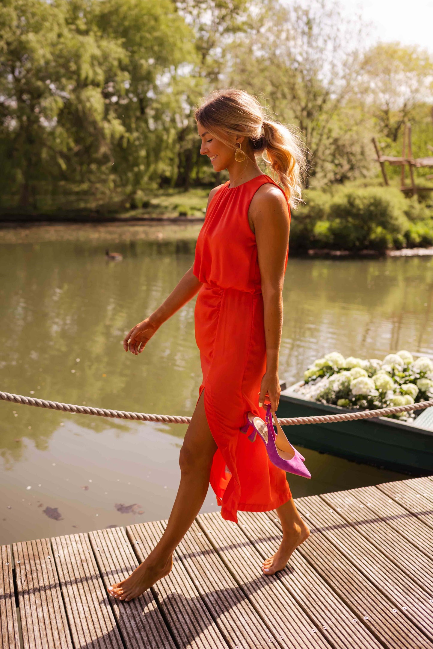 Midi Dress Women Slim Fit Summer Casual Elegant