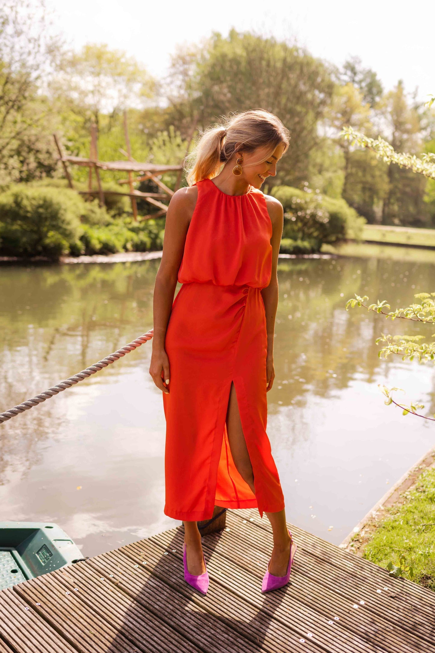 Midi Dress Women Slim Fit Summer Casual Elegant