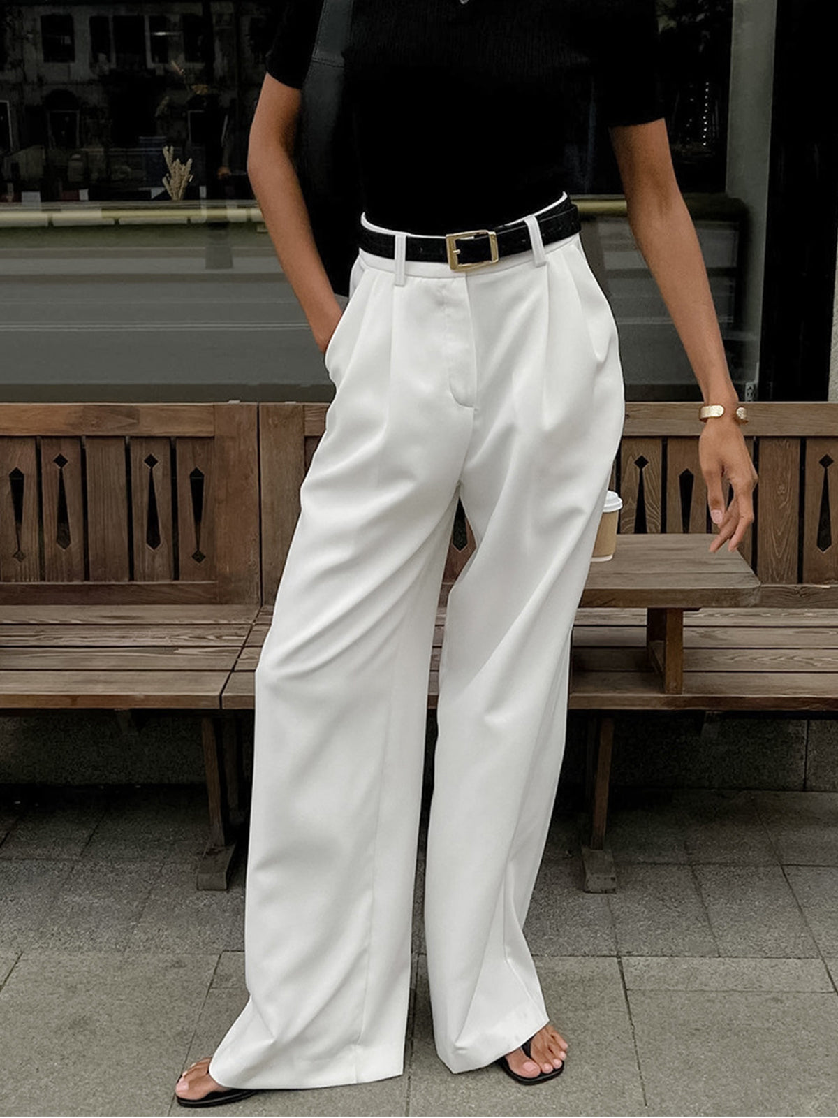 Wide Leg Trousers Women High Waist Relaxed Fit Business