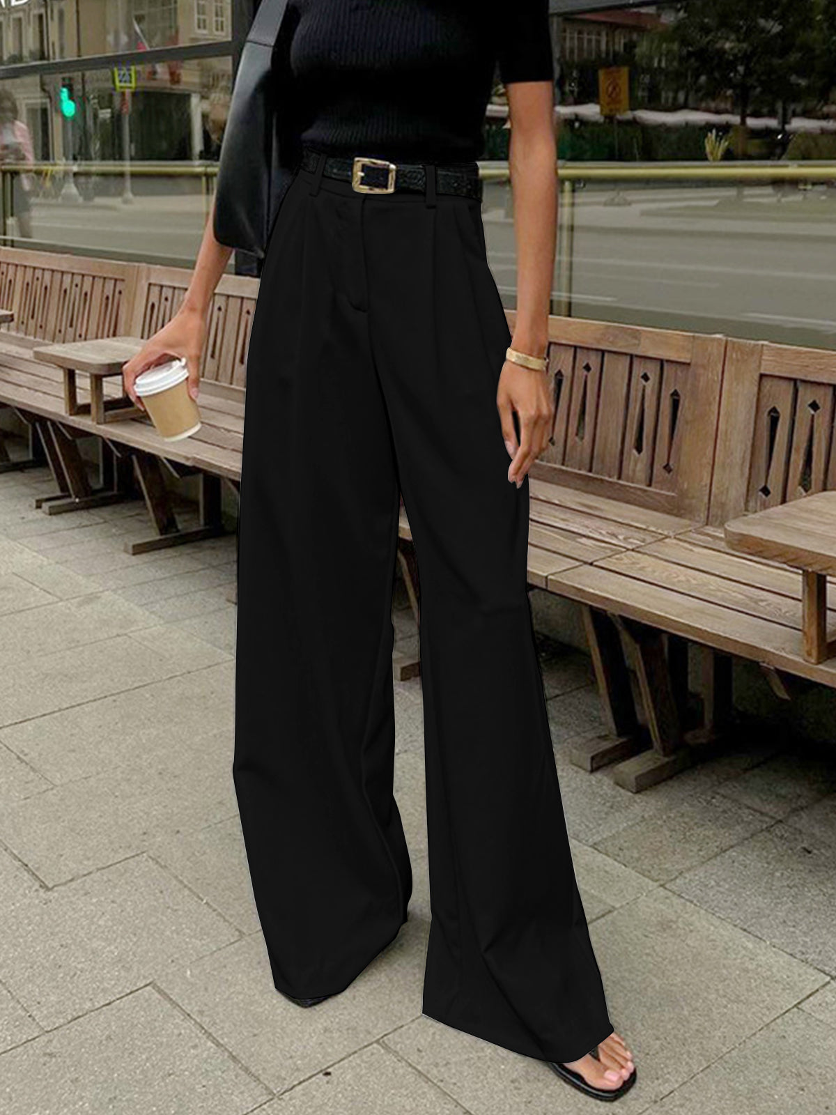 Wide Leg Trousers Women High Waist Relaxed Fit Business