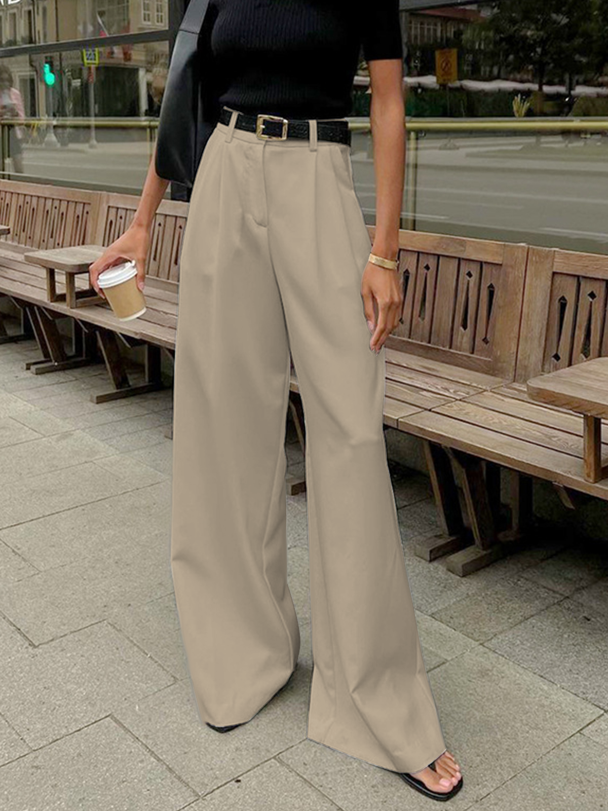 Wide Leg Trousers Women High Waist Relaxed Fit Business