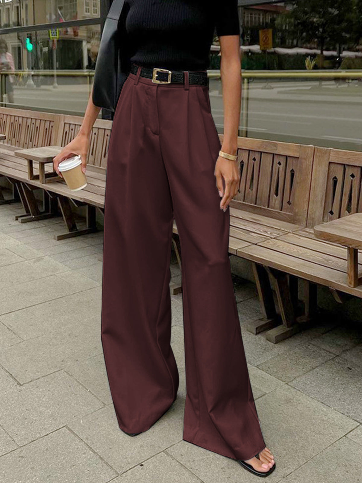 Wide Leg Trousers Women High Waist Relaxed Fit Business
