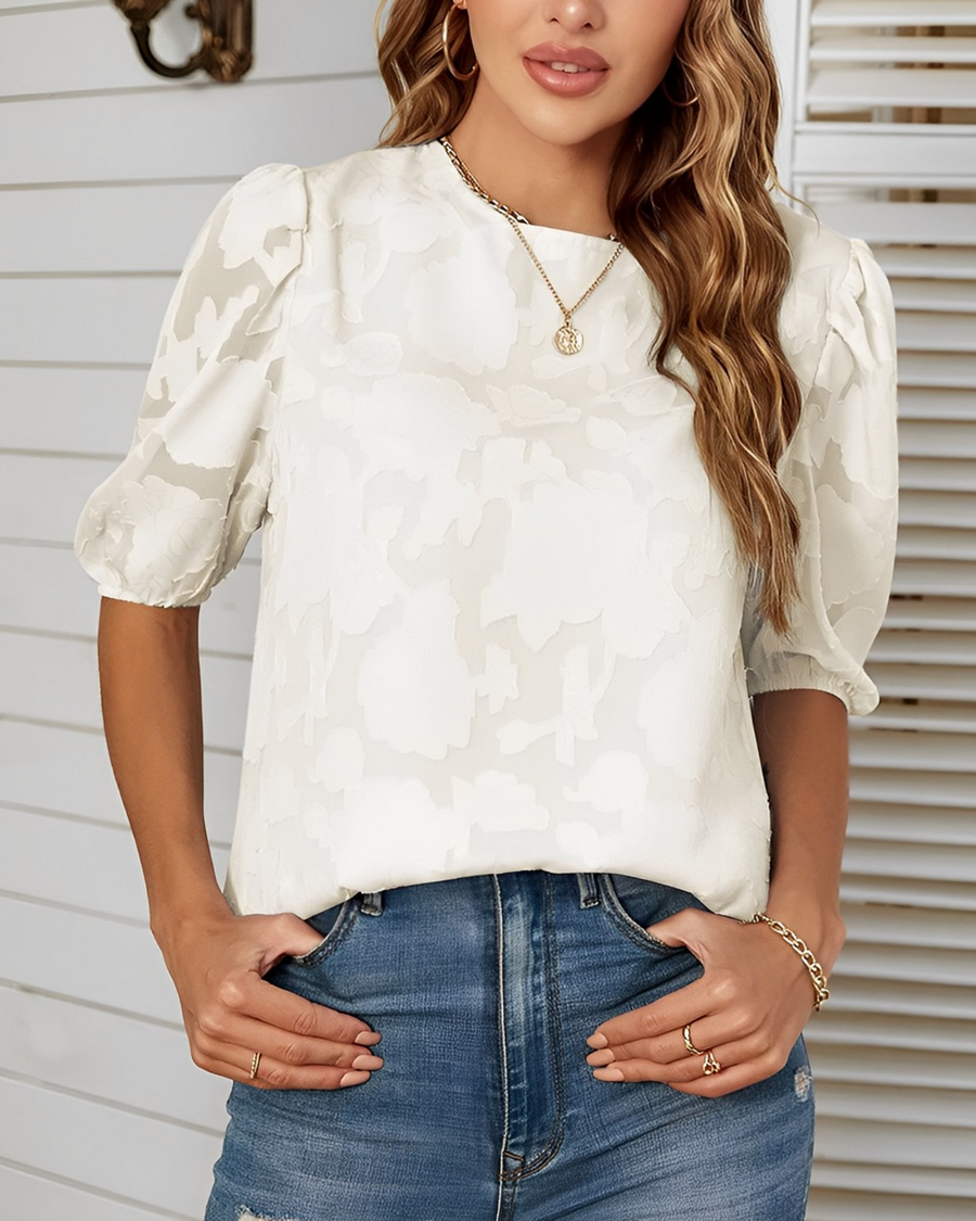 Blouse Women Regular Fit Casual Elegant Puff Sleeves