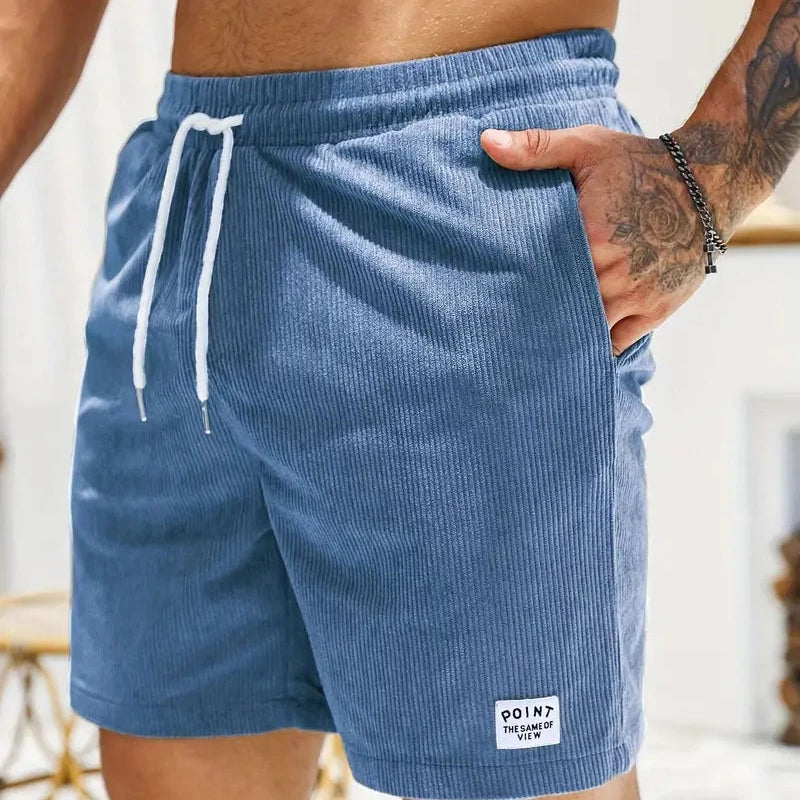 Ribbed Shorts Men Relaxed Fit Casual Summer