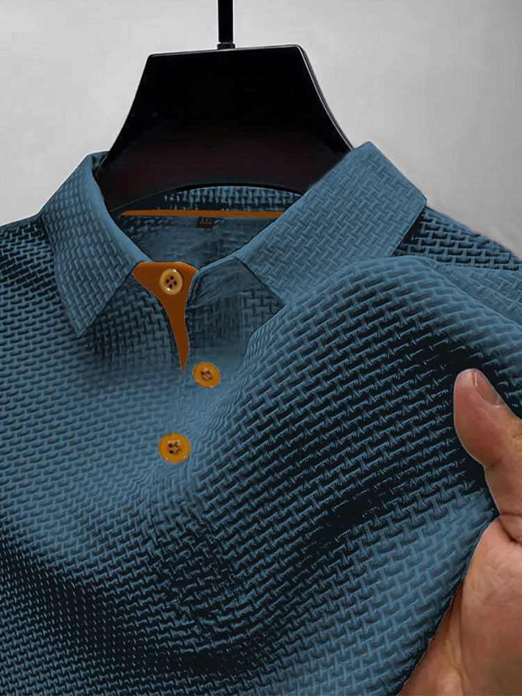 Textured Polo Shirt Men Structured Fit Casual Smart
