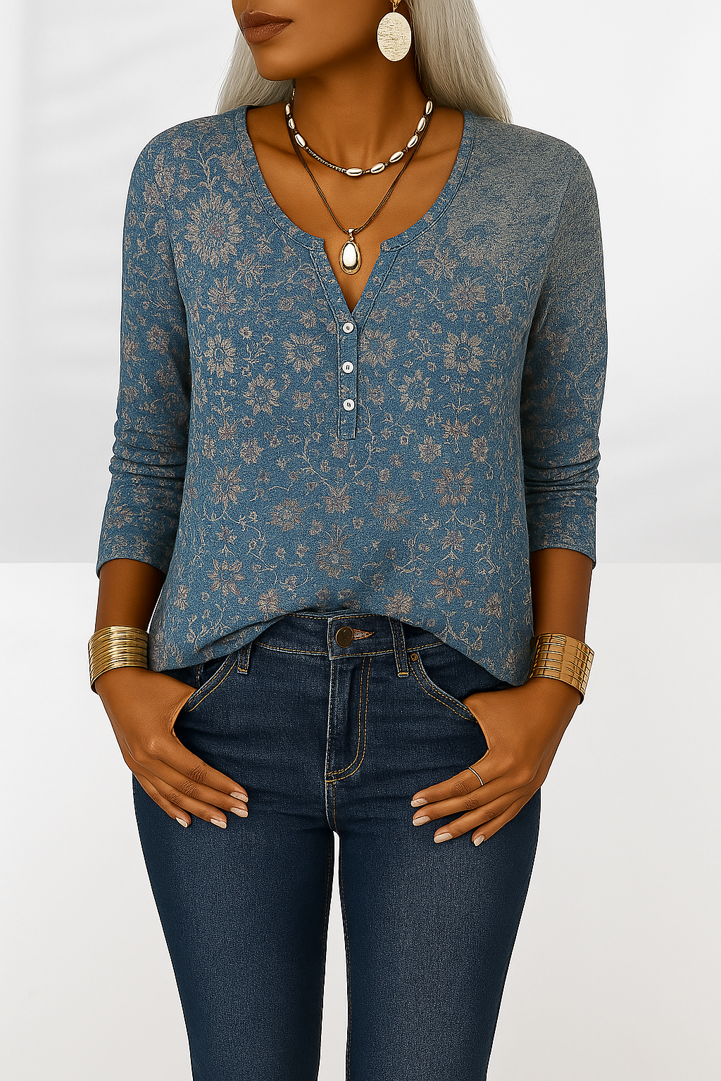 Blouse Women Relaxed Fit Casual Boho Floral