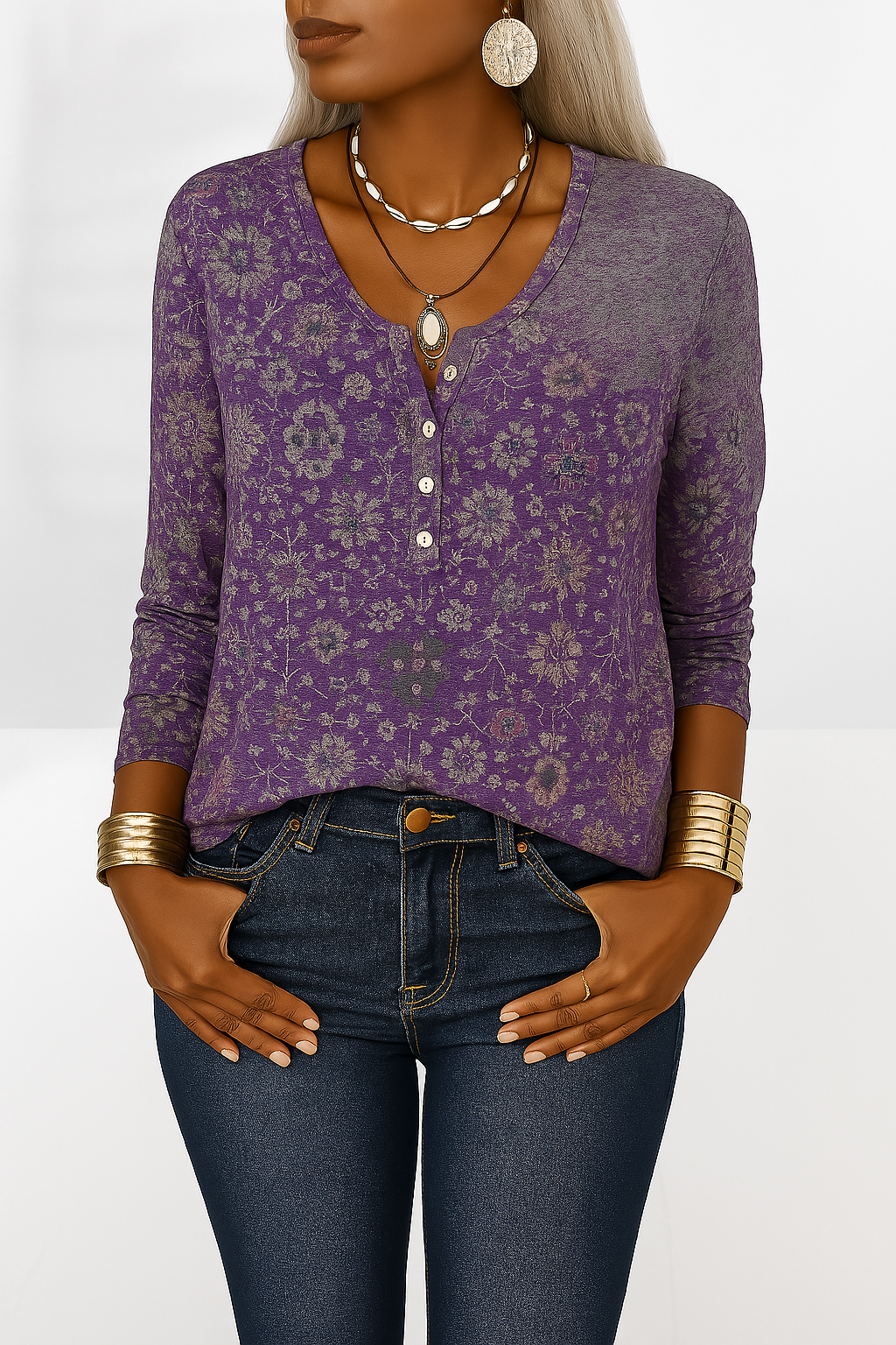 Blouse Women Relaxed Fit Casual Boho Floral