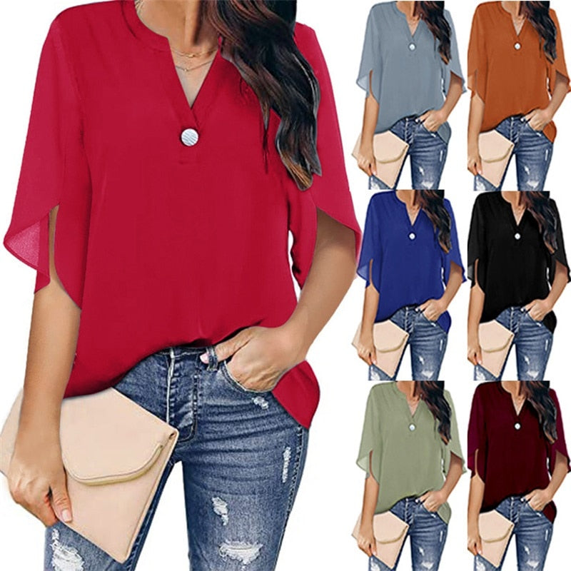 Blouse Women Loose Fit Casual Modern