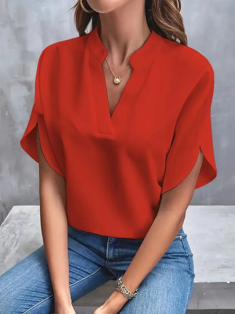 Blouse Women Relaxed Fit Casual Elegant V-Neck
