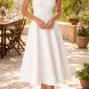 Women's Sleeveless Square Neck A-Line Midi Dress