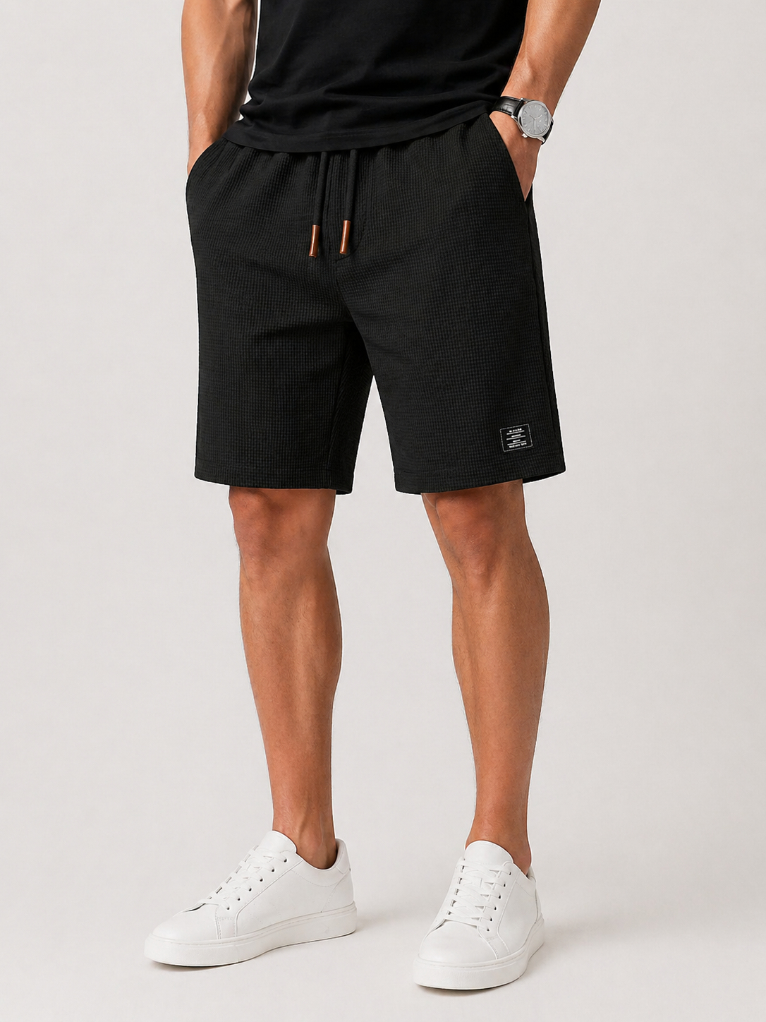 Textured Drawstring Shorts Men Relaxed Fit Casual Summer
