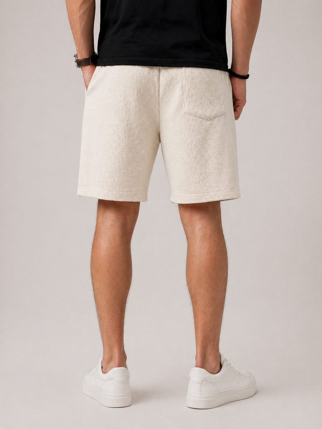 Textured Drawstring Shorts Men Relaxed Fit Casual Summer