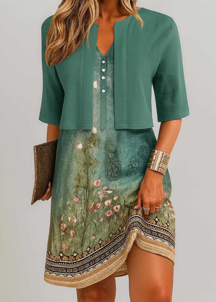 Two-Piece Dress Women Regular Fit Summer Casual Elegant