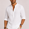 Stand Collar Shirt Men Relaxed Fit Casual Summer