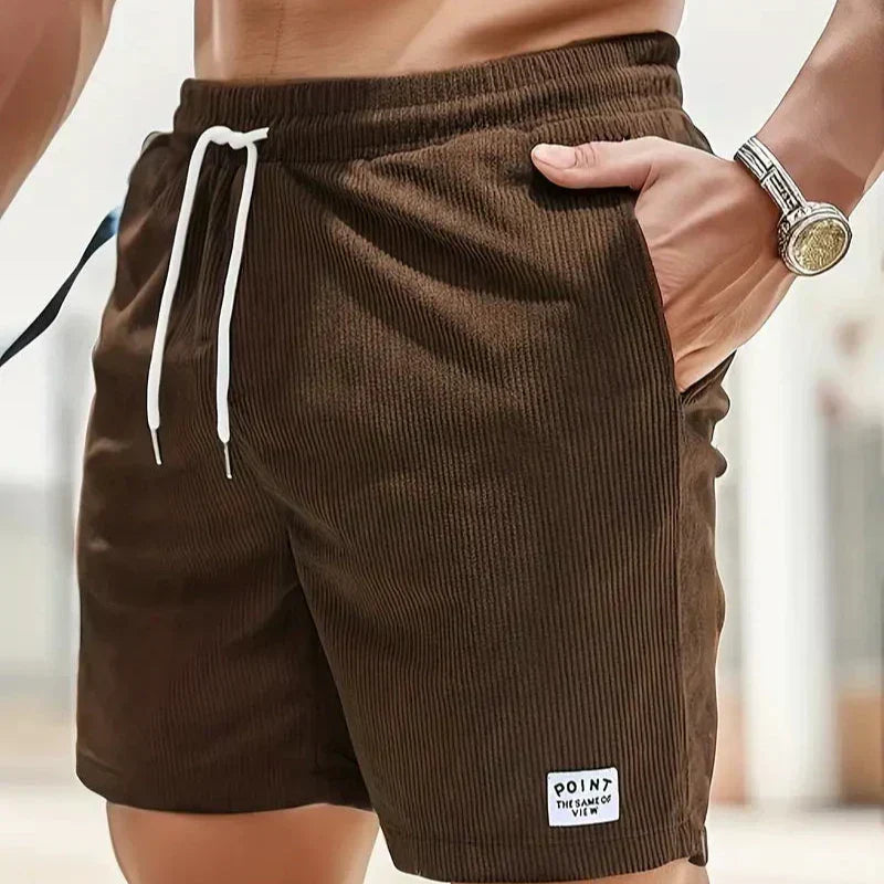 Ribbed Shorts Men Relaxed Fit Casual Summer