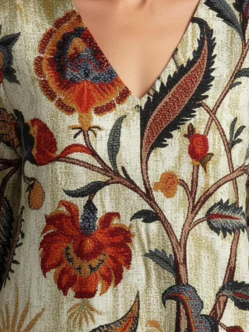 Floral Midi Dress Women Relaxed Fit Casual