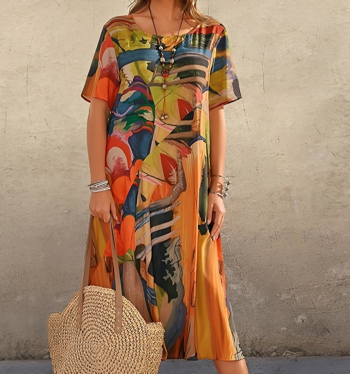 Women Relaxed Fit Casual Dress with Statement Print
