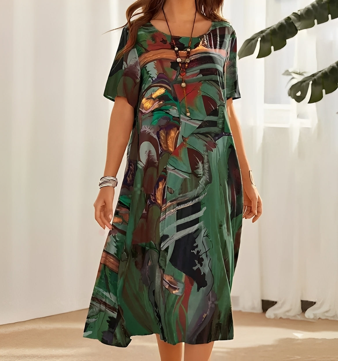 Women Relaxed Fit Casual Dress with Statement Print