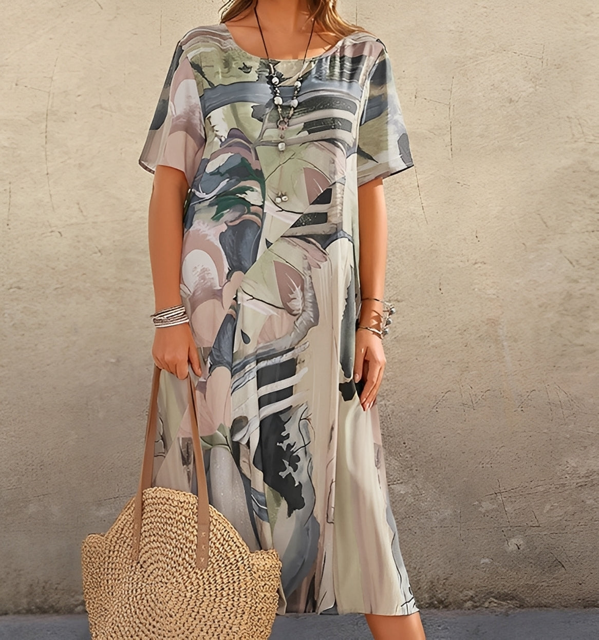 Women Relaxed Fit Casual Dress with Statement Print