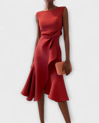 Asymmetrical Midi Dress Women Slim Fit Special Occasion