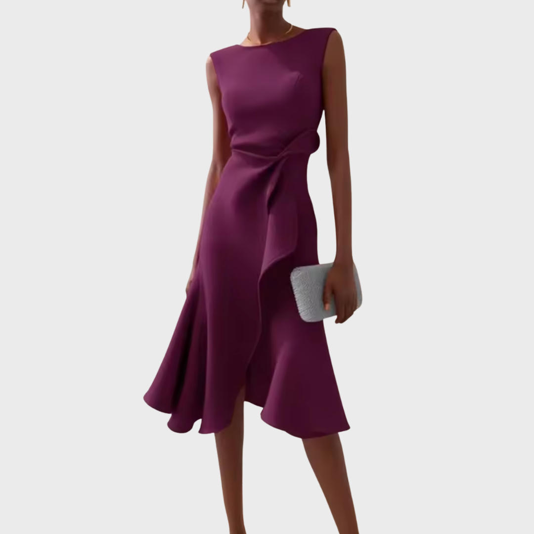 Asymmetrical Midi Dress Women Slim Fit Special Occasion