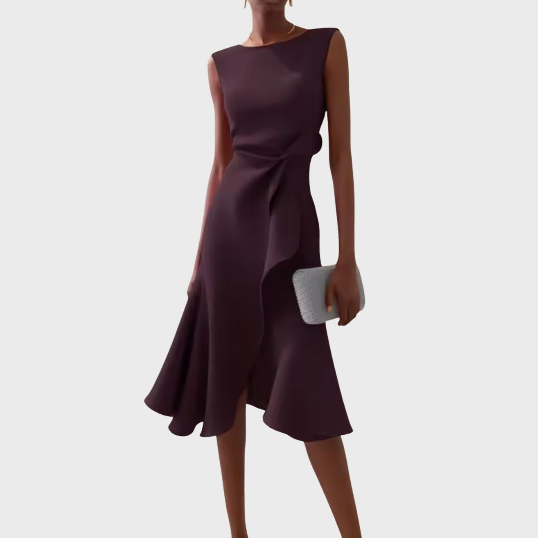 Asymmetrical Midi Dress Women Slim Fit Special Occasion
