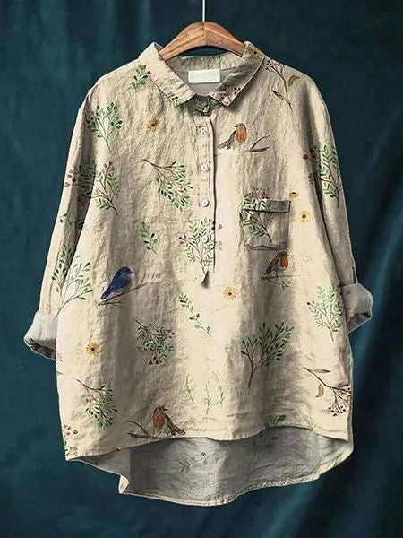 Floral Blouse Women Flowing Fit Casual Elegant