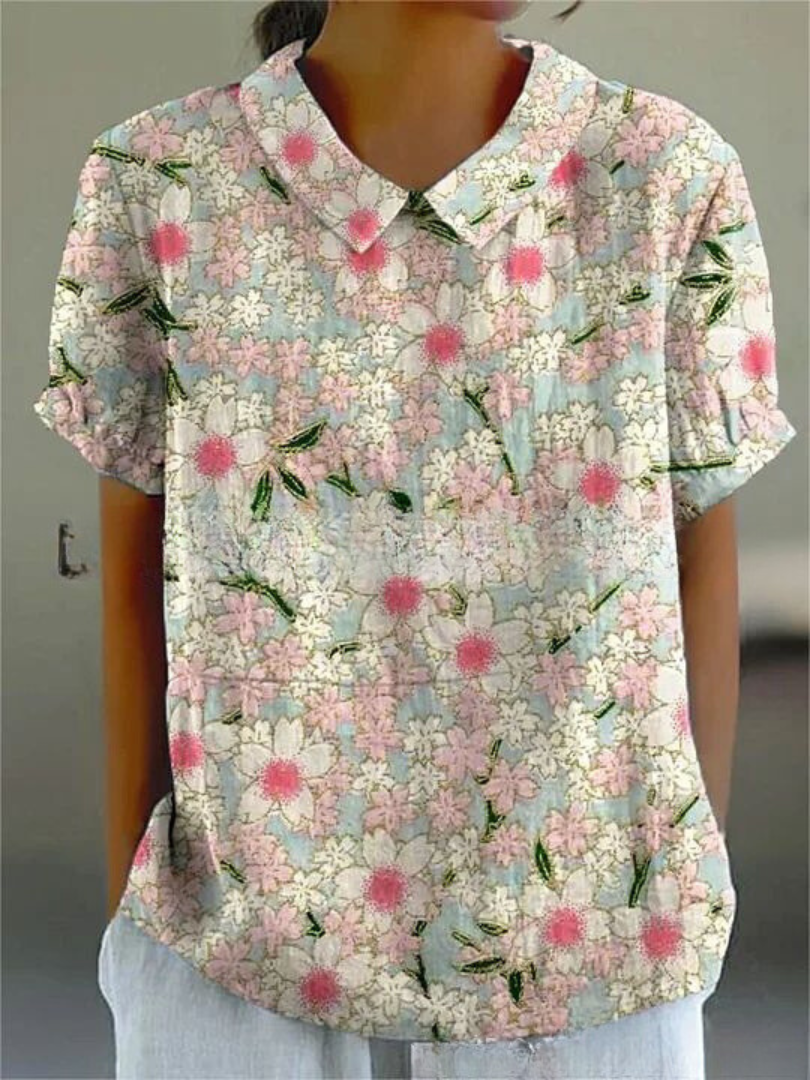 Floral Print Shirt Women Relaxed Fit Casual