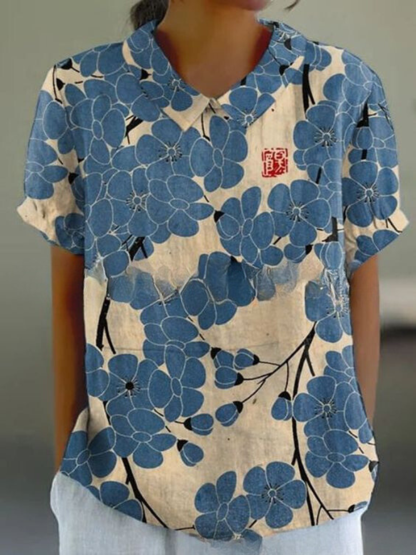 Floral Print Shirt Women Relaxed Fit Casual