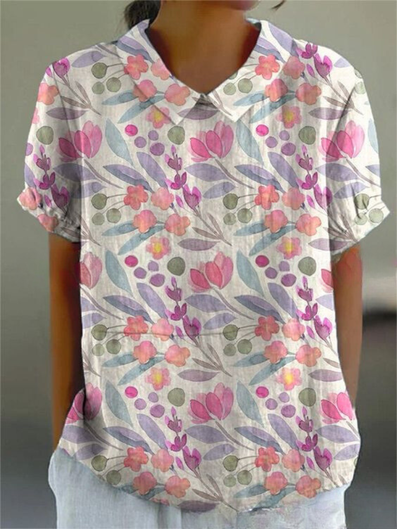 Floral Print Shirt Women Relaxed Fit Casual