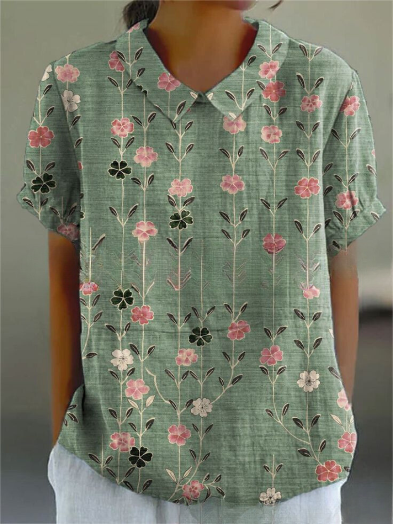 Floral Print Shirt Women Relaxed Fit Casual