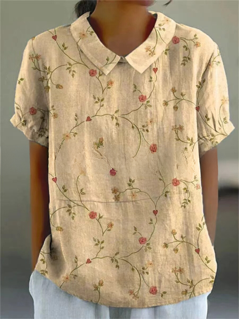 Floral Print Shirt Women Relaxed Fit Casual