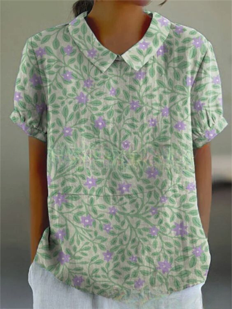 Floral Print Shirt Women Relaxed Fit Casual