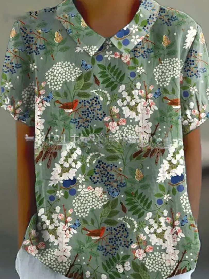 Floral Print Shirt Women Relaxed Fit Casual