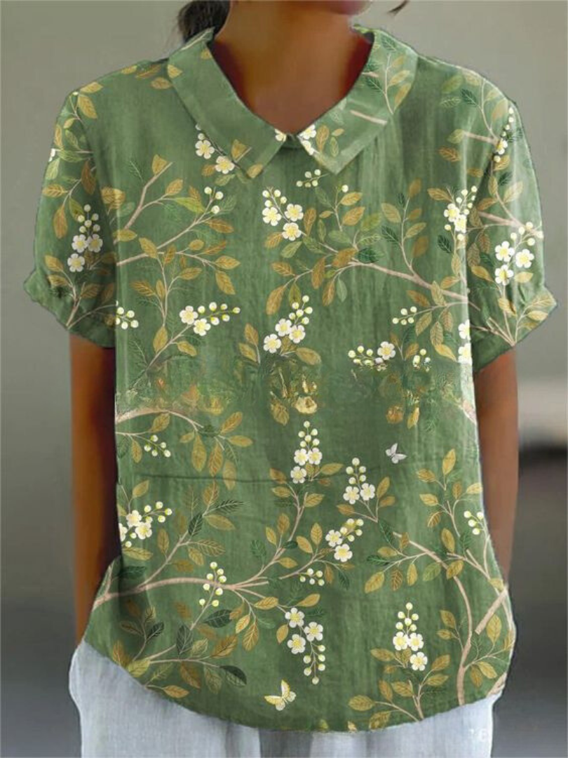 Floral Print Shirt Women Relaxed Fit Casual