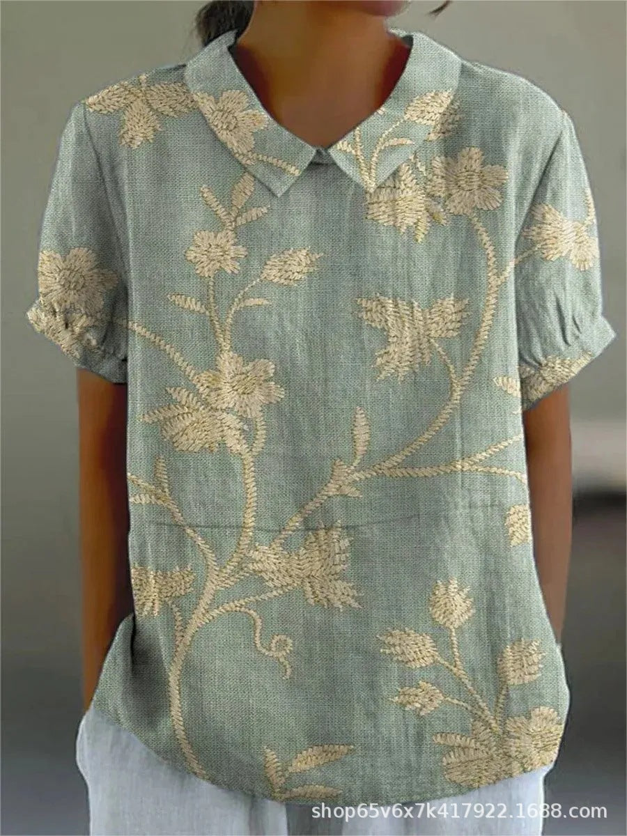 Floral Print Shirt Women Relaxed Fit Casual