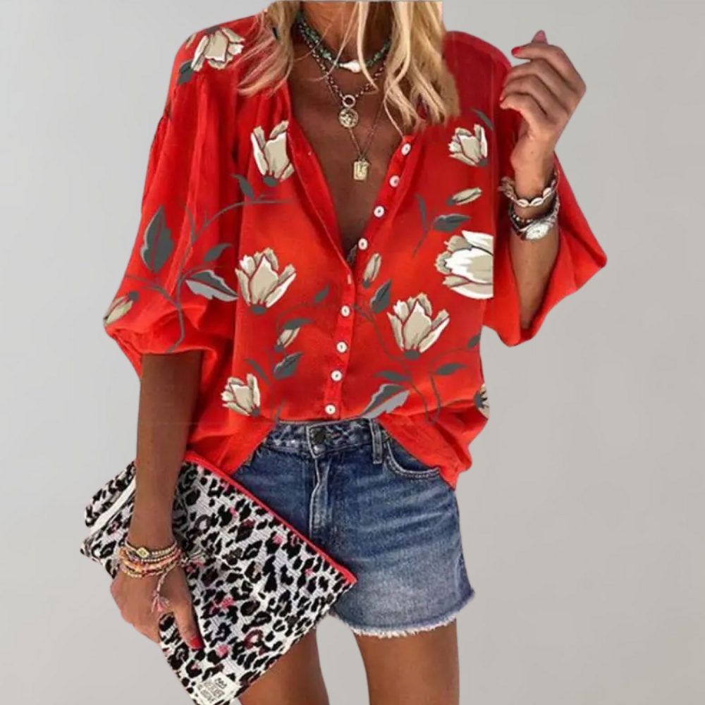 Blouse Women Regular Fit Casual Summer Floral Print