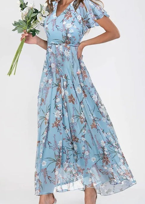 Midi Dress Women Regular Fit Casual Floral