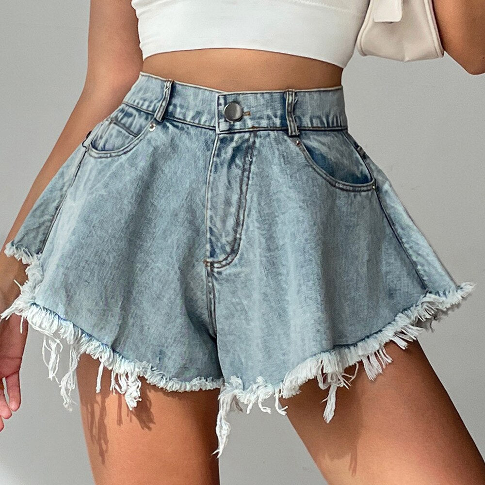 Women High Waist Fringed Shorts Casual Summer