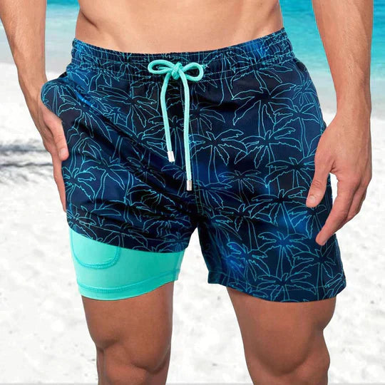 Swim Shorts Men Regular Fit Casual Summer Tropical Print