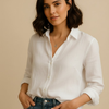 Women’s Long Sleeve Blouse – Revere Collar with Relaxed Fit