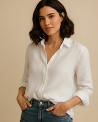 Women’s Long Sleeve Blouse – Revere Collar with Relaxed Fit
