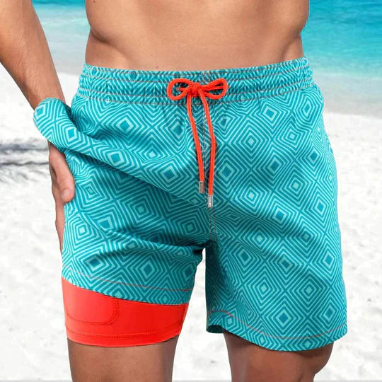Swim Shorts Men Regular Fit Casual Summer Tropical Print