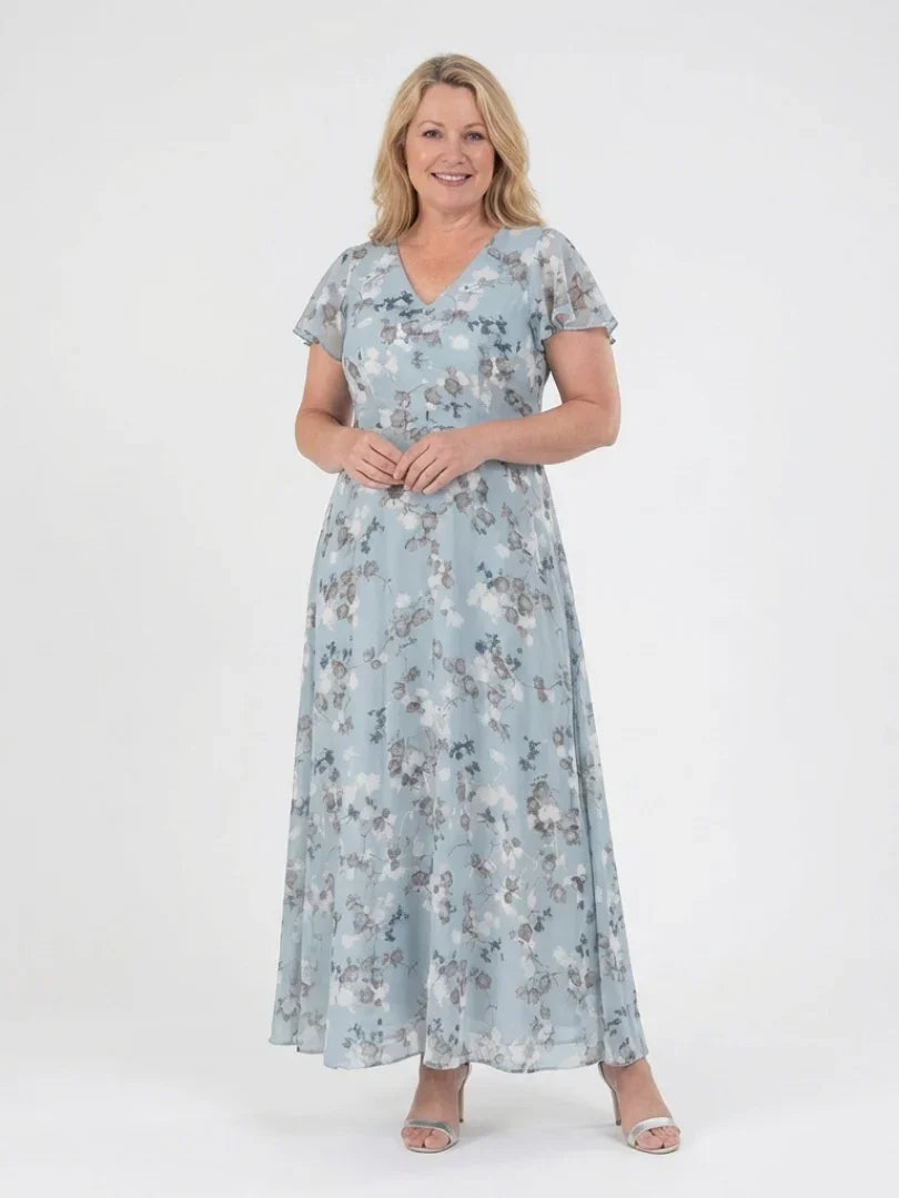 Floral Chiffon Maxi Dress Women Relaxed Fit Casual Summer