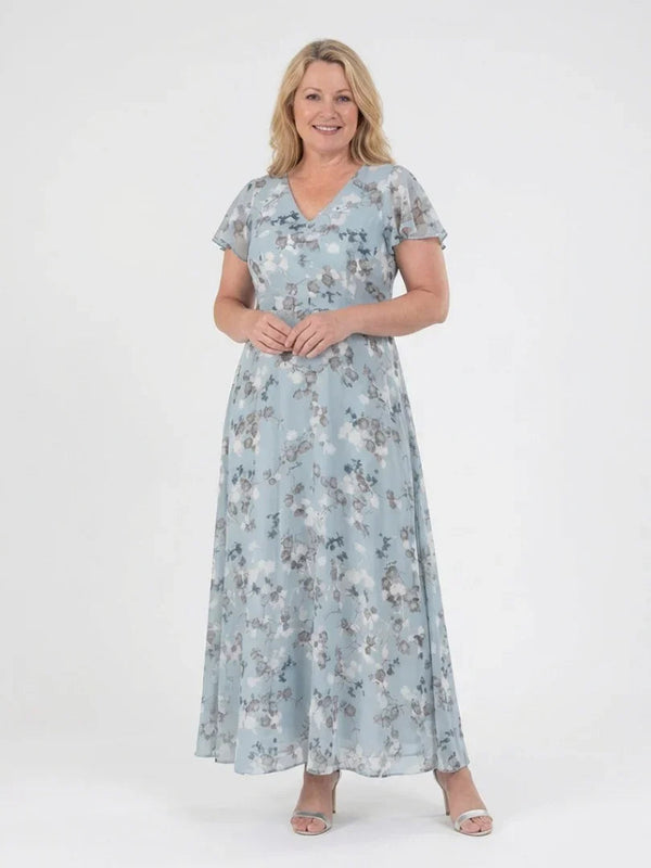 Floral Chiffon Maxi Dress Women Relaxed Fit Casual Summer