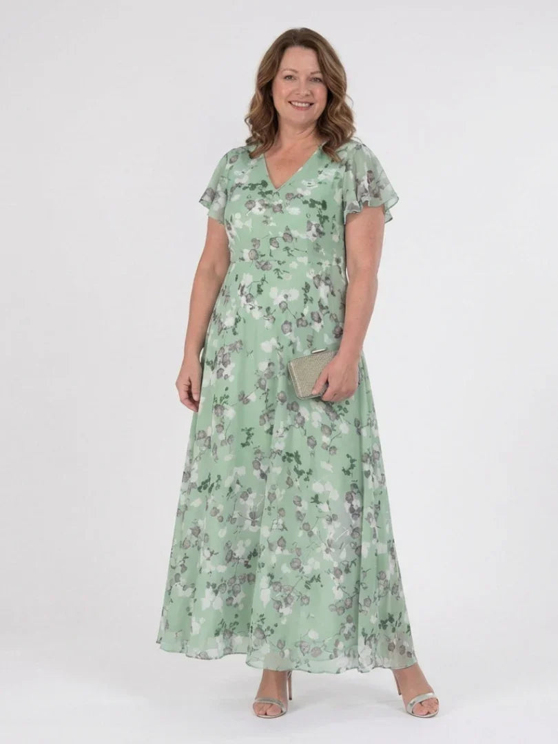 Floral Chiffon Maxi Dress Women Relaxed Fit Casual Summer