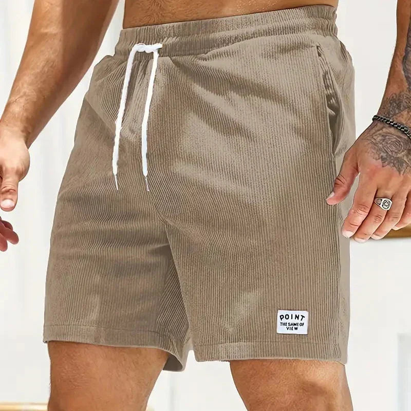 Ribbed Shorts Men Relaxed Fit Casual Summer