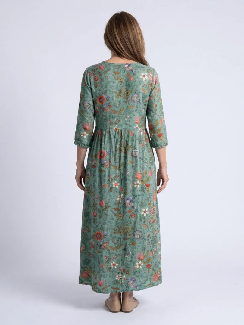 Maxi Dress Women Relaxed Fit Casual Floral V Neck
